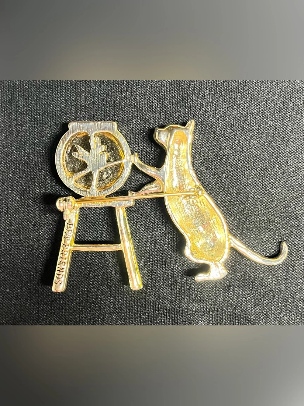 Vintage Cat Brooch Set - Cat & Mouse, Can & Fishbowl brooches pins